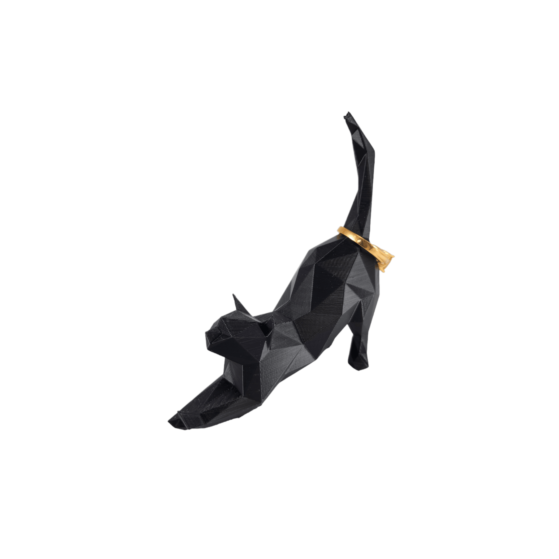 Low Poly Cat Ring Holder - Eco-Friendly 3D Printed Jewelry Organizer - 3dkingdom