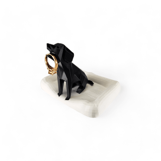 Modern Black Lab 3D Printed Ring Holder - Eco-Friendly Engagement & Wedding Ring Stand - Personalized Pet-Inspired Jewelry Organizer - 3dkingdom