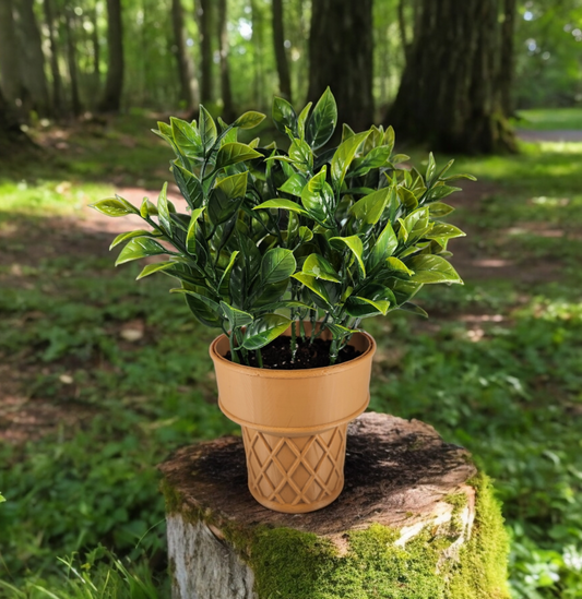3D Printed Ice Cream Planter Pot with Drainage - Cute Large Bonsai Pot, Halloween Air Plant Holder, Unique Face Planter