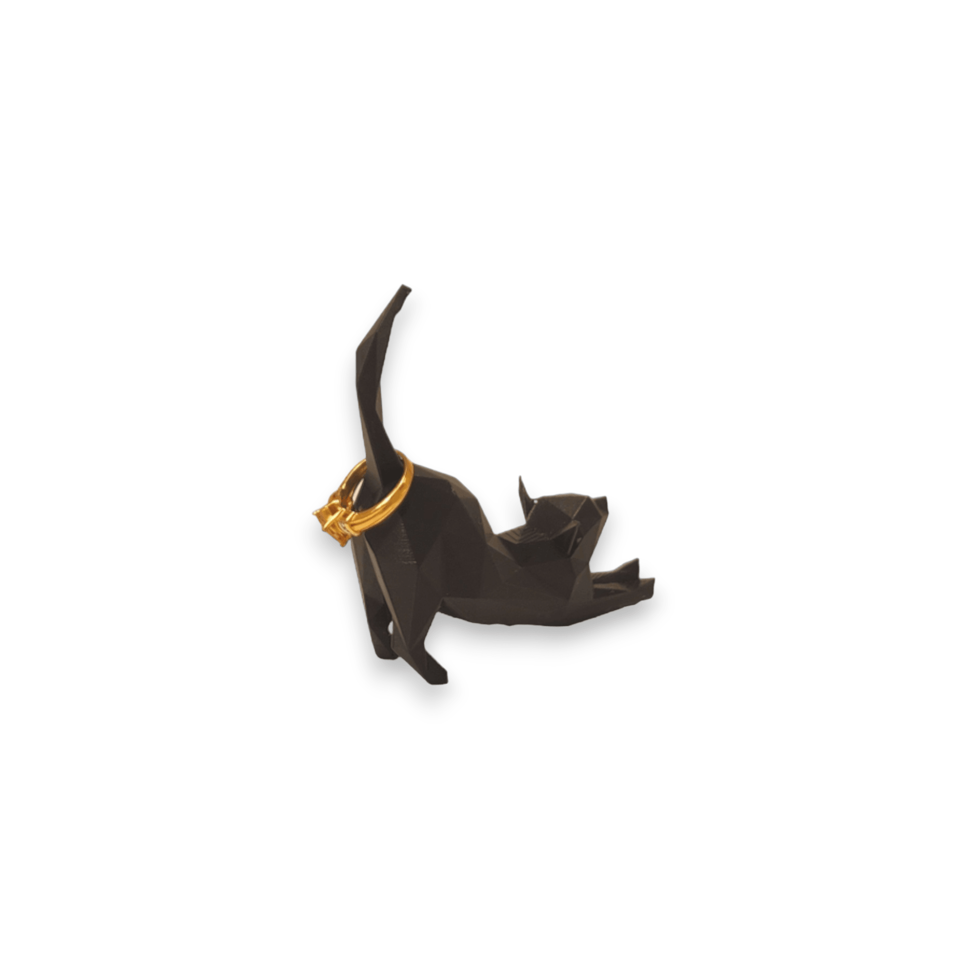 Low Poly Cat Ring Holder - Eco-Friendly 3D Printed Jewelry Organizer - 3dkingdom