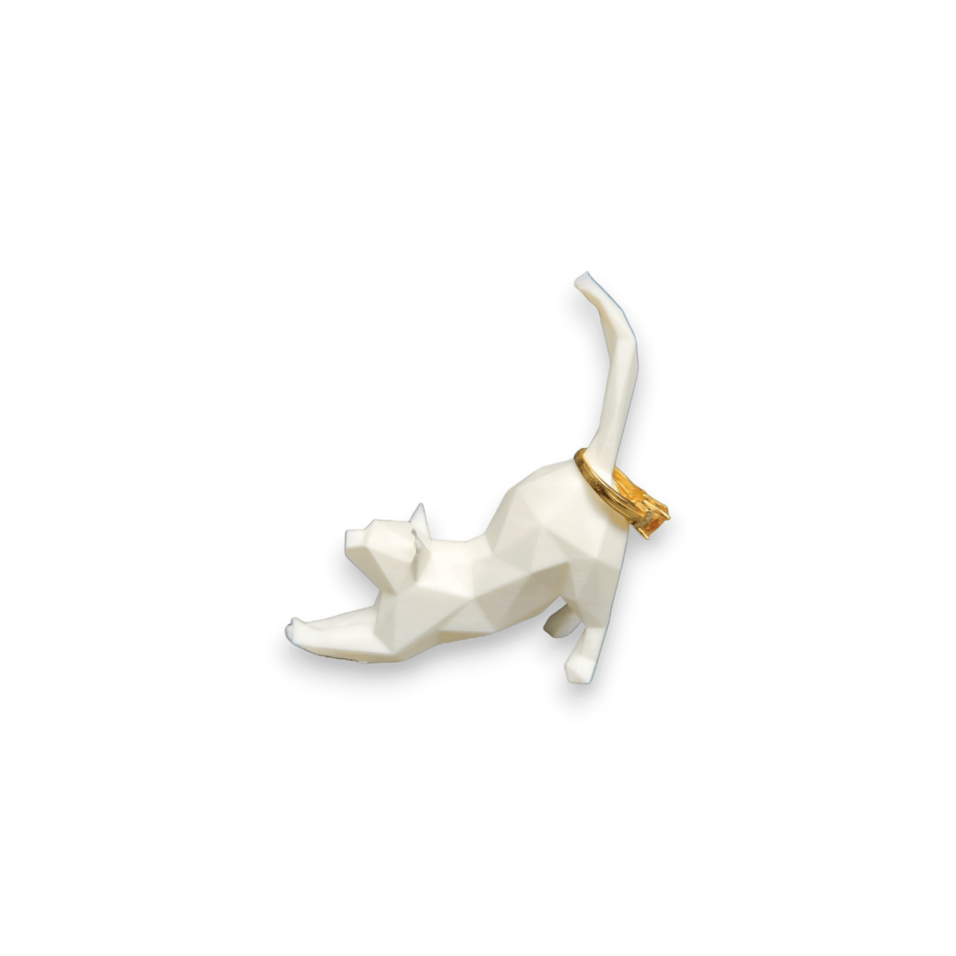 Low Poly Cat Ring Holder - Eco-Friendly 3D Printed Jewelry Organizer - 3dkingdom
